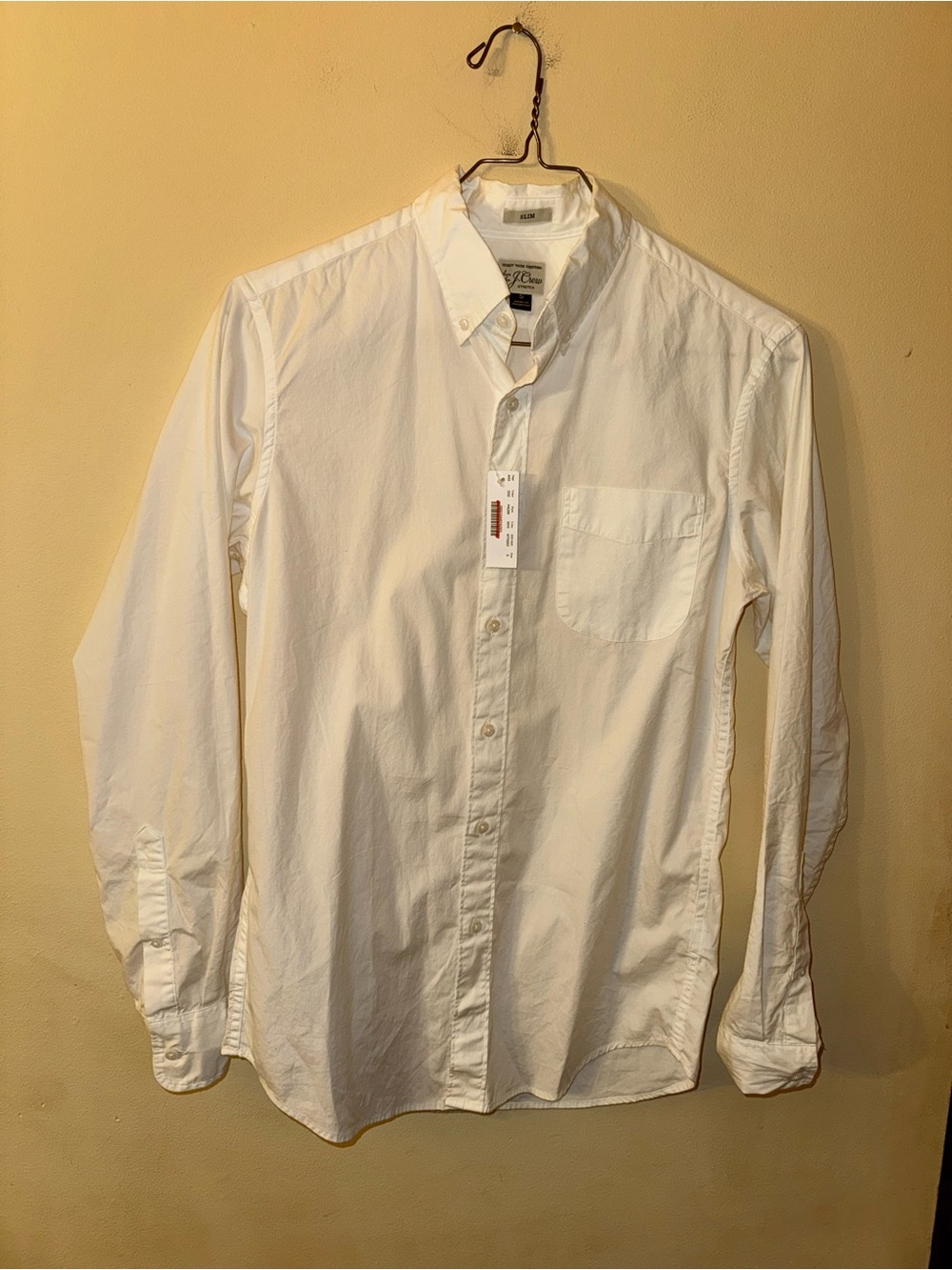 J Crew Men’s White Secret Wash Shirt, Slim Small
